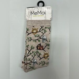 MeMoi Owls Bamboo Crew Socks